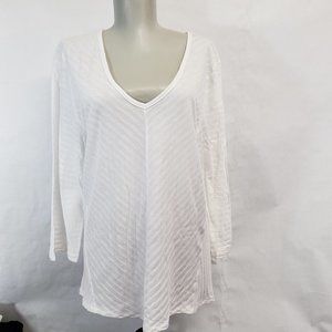 Calvin Klein Women's Mixed-Media Top 3/4 Sleeve XL